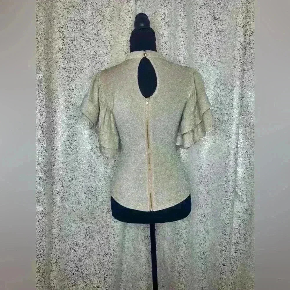 Metallic soft champagne silver/gold blouse - Picture 2 of 4